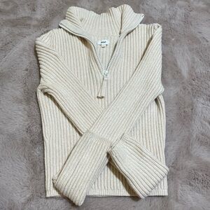 Aerie Cream Cowl Neck Sweater with Ribbed Texture